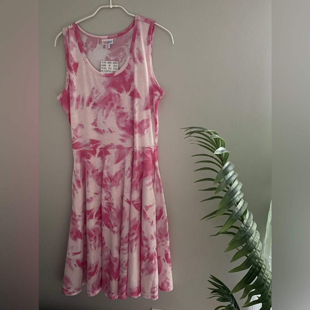 NWT LuLaRoe Pink Tie-Dye Sleeveless Dress Size M